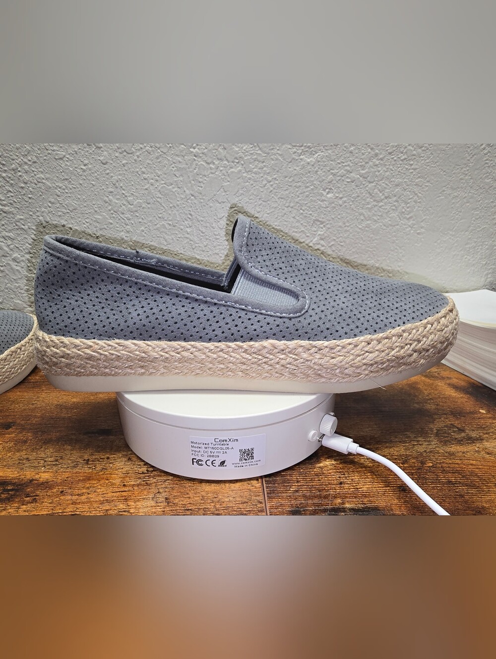 Esprit Gray Perforated Slip-On Espadrilles